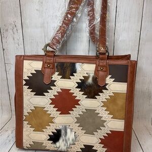 Catchfly Concealed Carry Tote Purse Womens Southwestern Color Block Inlay NWT